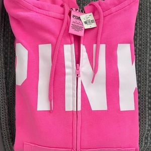 PINK hoodie in the color pink. NEW with tags, never worn.